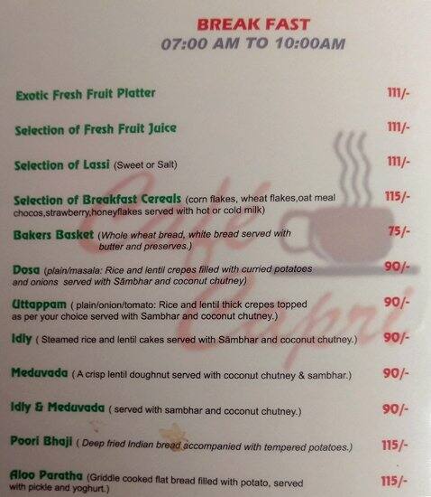 Cafe Capri - Quality Inn Residency Menu - Zomato