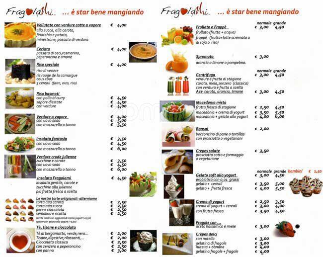 Menu di Fragolami 