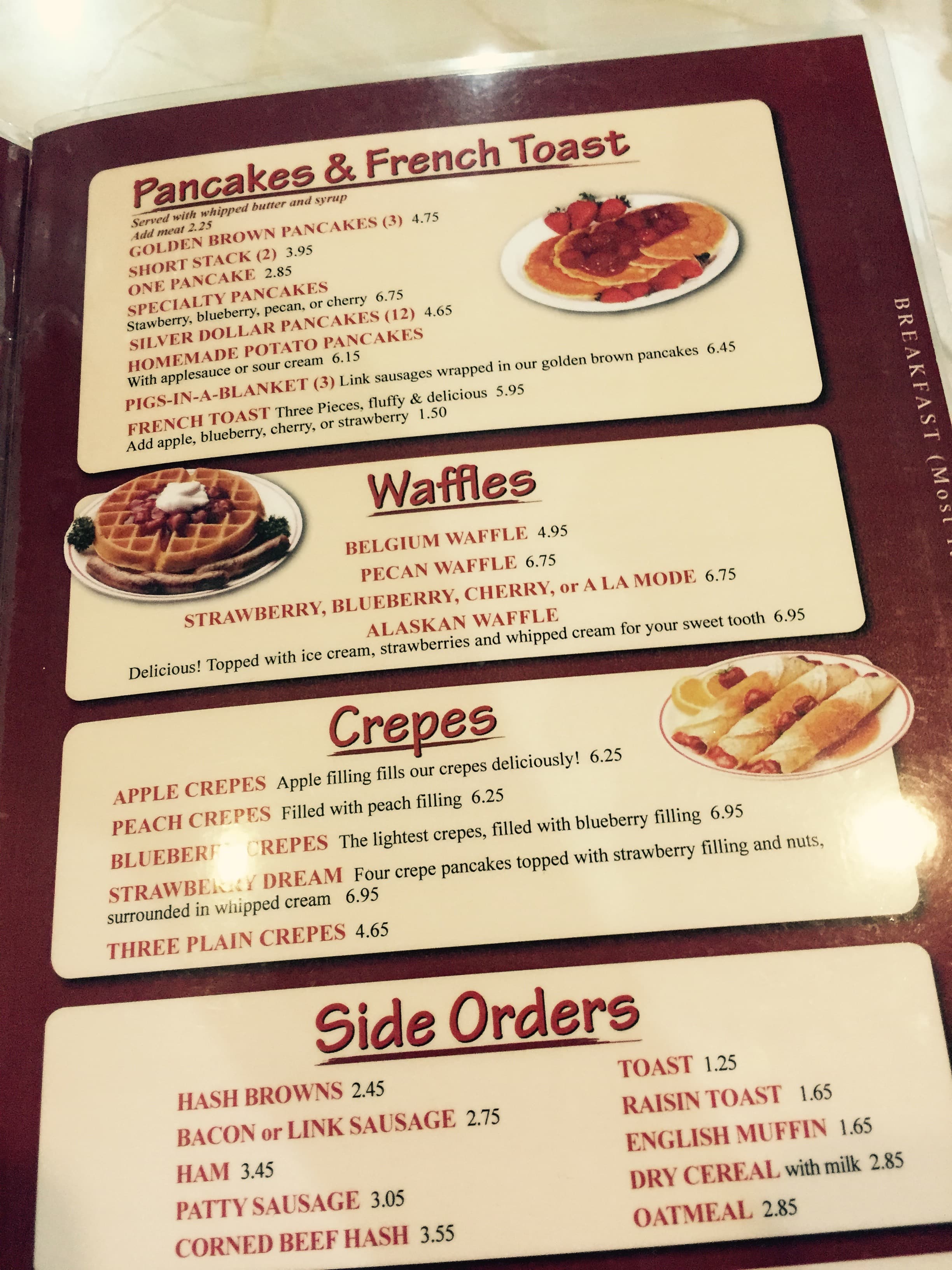 Menu at Red Apple restaurant, Maryville