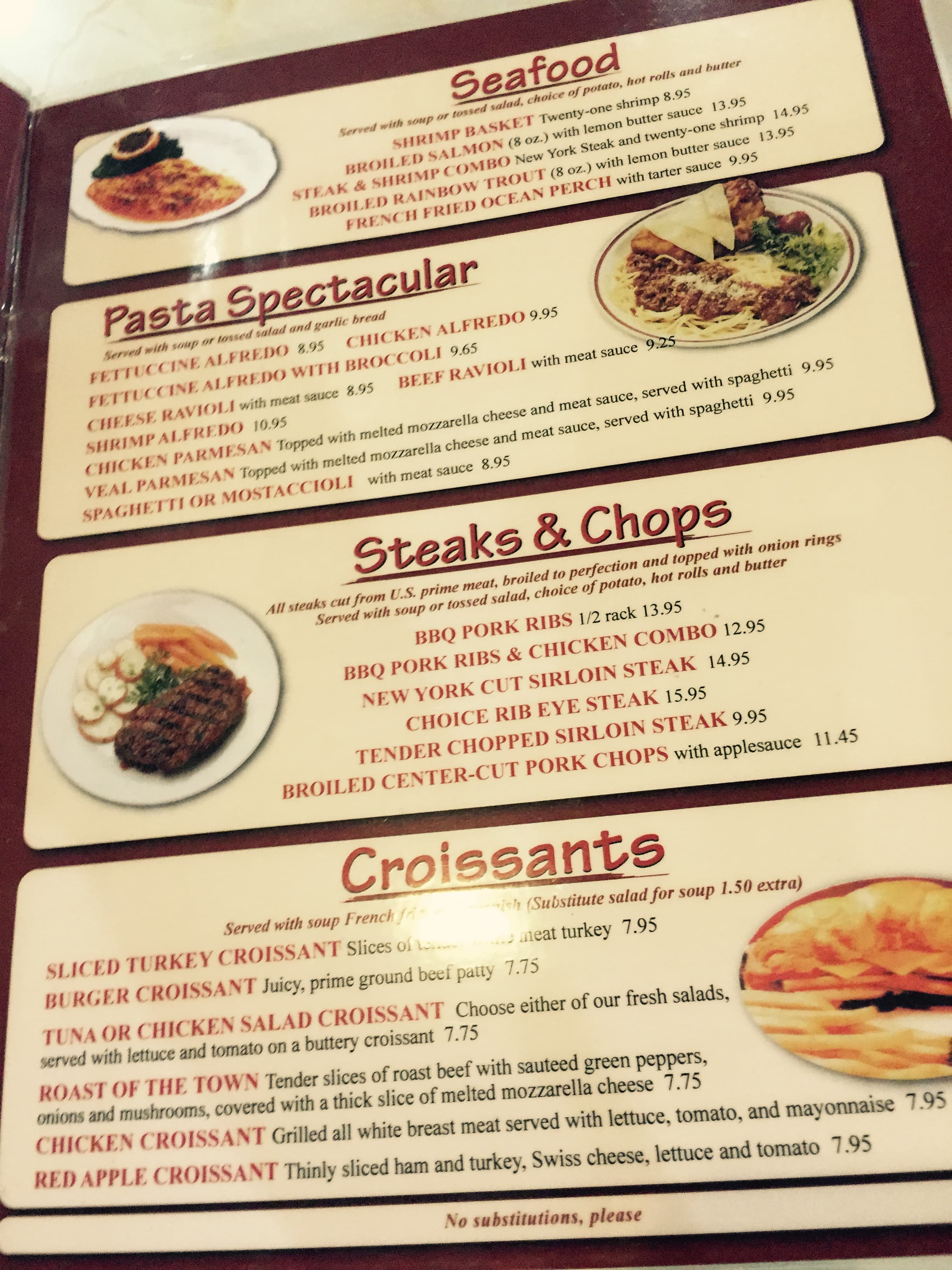 Menu at Red Apple restaurant, Maryville