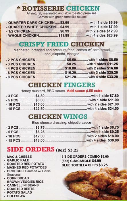 chicken to go menu