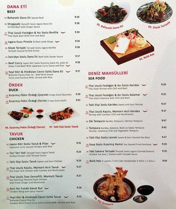 Tokyo Restaurant Sushi Bar Menu