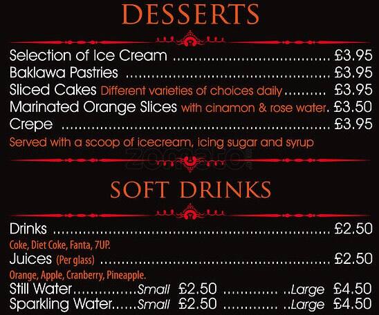 Dar Marrakech menu