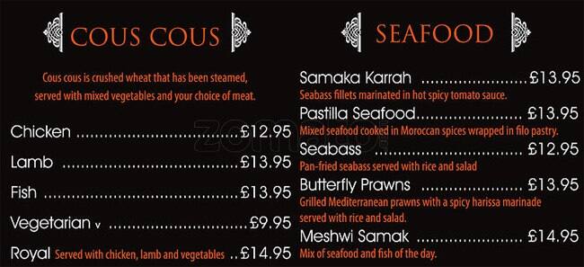 Dar Marrakech menu