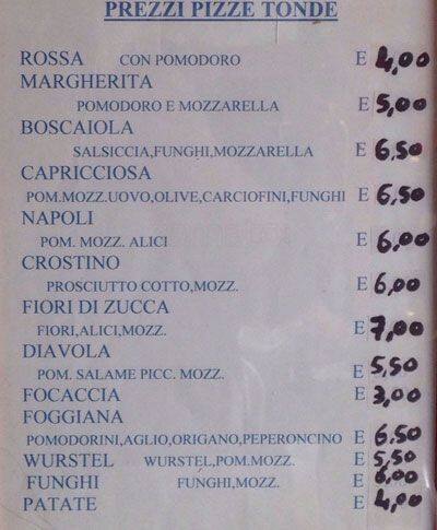 Menu di Rosticceria Pizzeria Girarrosto 