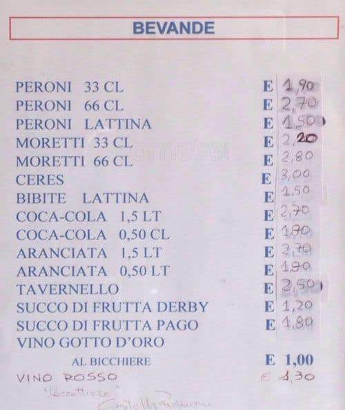 Menu di Rosticceria Pizzeria Girarrosto 