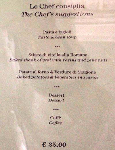 Menu di Bettoja Hotel Massimo d'Azeglio 