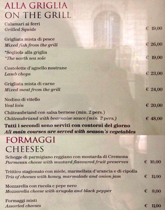 Menu di Bettoja Hotel Massimo d'Azeglio 