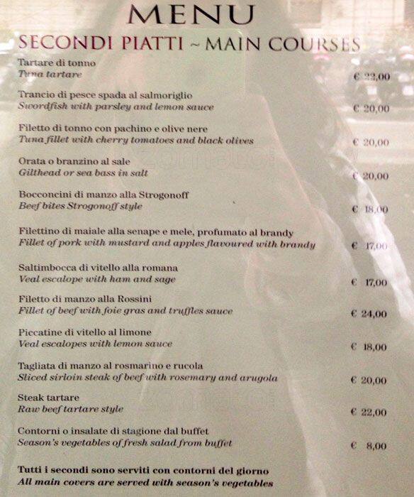 Menu di Bettoja Hotel Massimo d'Azeglio 