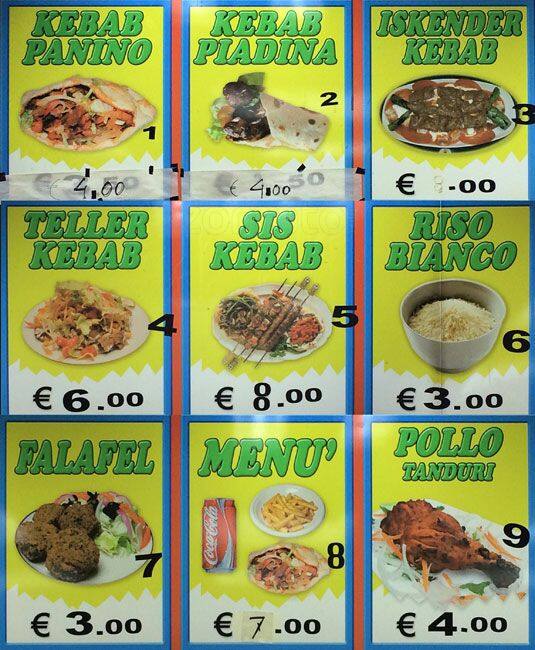 Menu di Caffè Cavour 