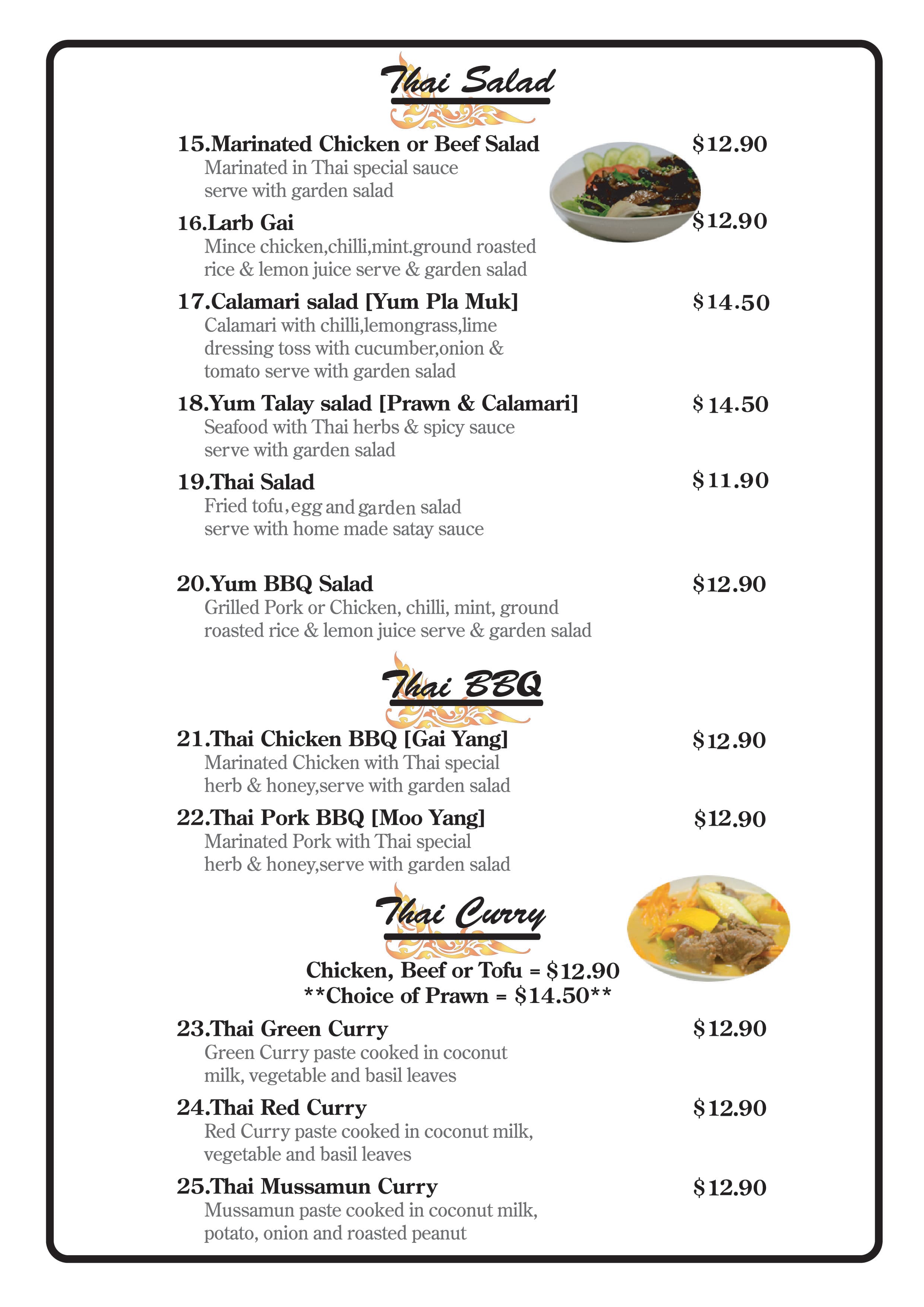 Menu at Best Thai Take Away restaurant, Huntingdale