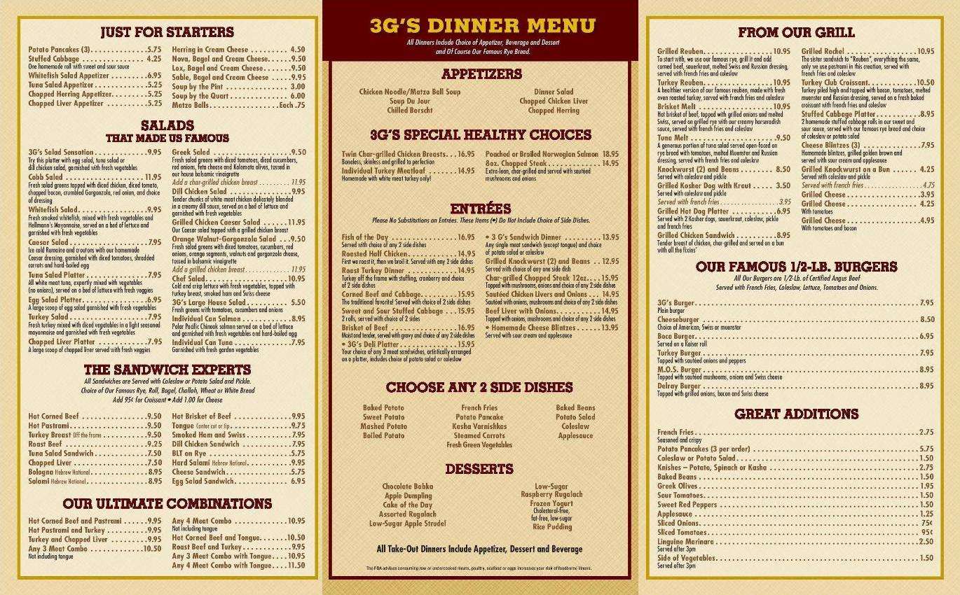 Dg's deli menu