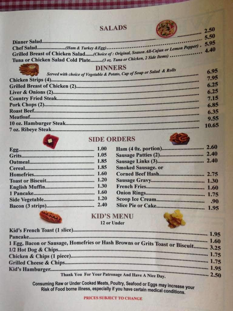 Menu at State Market Restaurant, Sanford