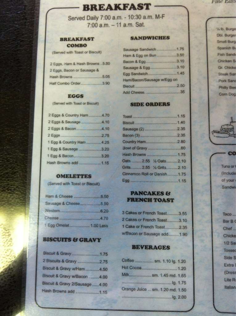 Presley's Drive In Menu, Menu for Presley's Drive In, Jonesboro