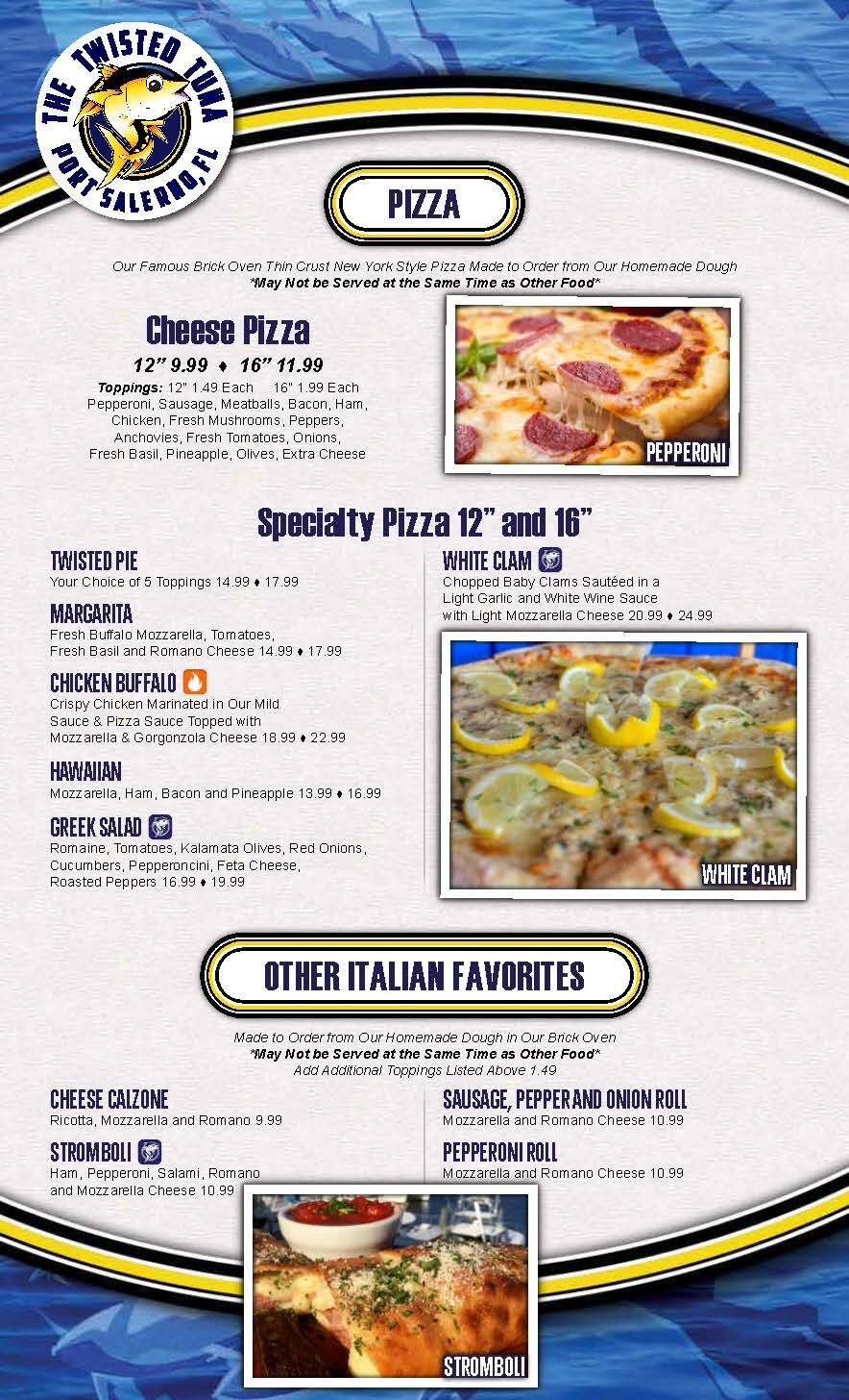 Menu at The Twisted Tuna restaurant, Stuart