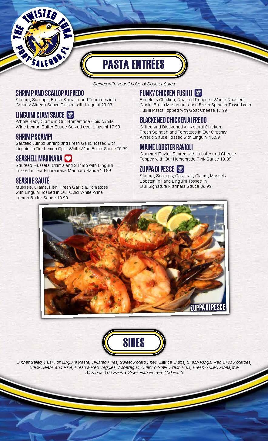 Menu at The Twisted Tuna restaurant, Stuart