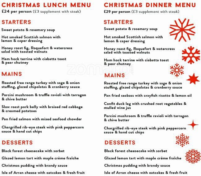 Christmas Day Menu Edinburgh Christmas Day