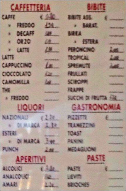 Menu di Valery Caffè 