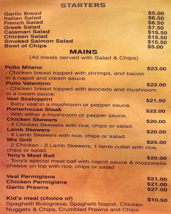 Little Tony's Woodfire Pizza menu - Urbanspoon/Zomato