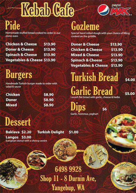 Kebab Cafe Beeliar Menu, Menu Untuk Kebab Cafe Beeliar, Beeliar, Perth ...