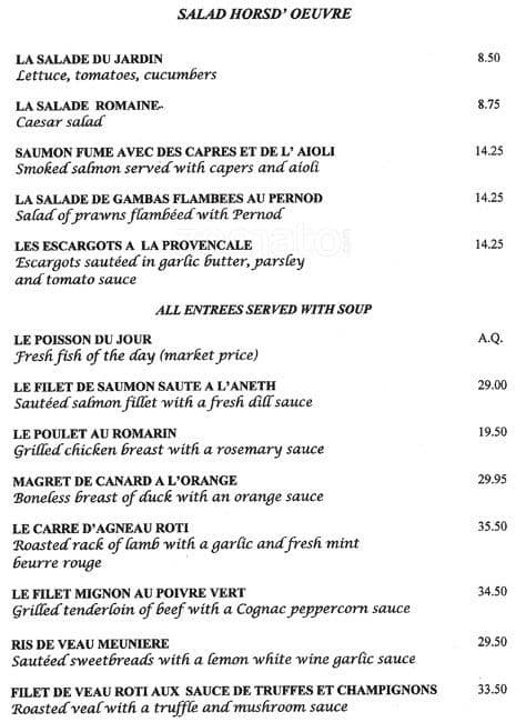 Rue Lepic Menu, Menu for Rue Lepic, Nob Hill, San Francisco ...