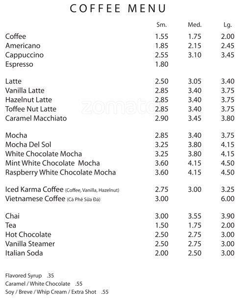 Karma Cafe Menu, Menu for Karma Cafe, Mt. Tabor/South Tabor, Portland Urbanspoon/Zomato