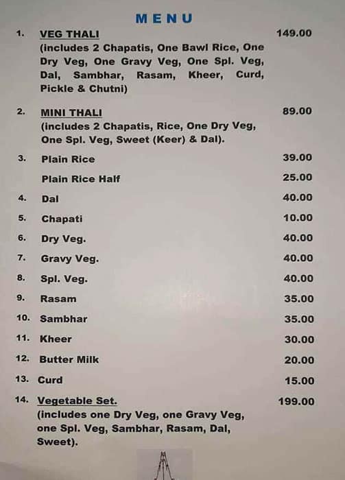 Jeevan Boarding House menu