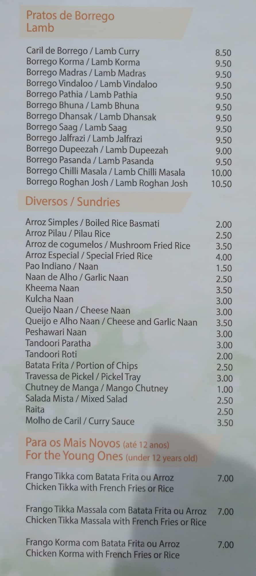 Menu at Ashoka Kebab House Restaurant, Lagos