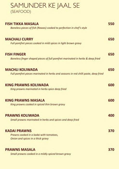 Balwas Restaurant (Since 1970) Mughlai & Chinese menu