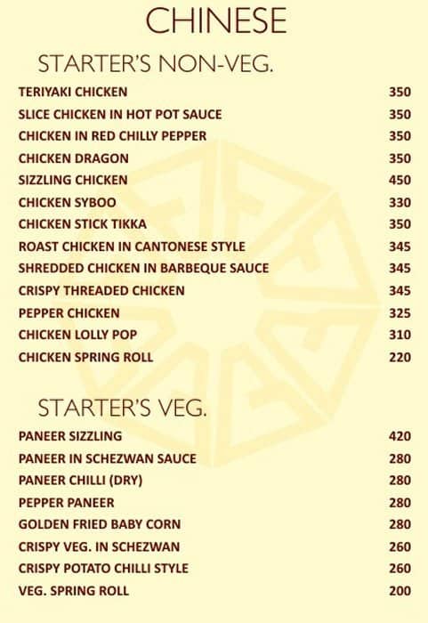Balwas Restaurant (Since 1970) Mughlai & Chinese menu