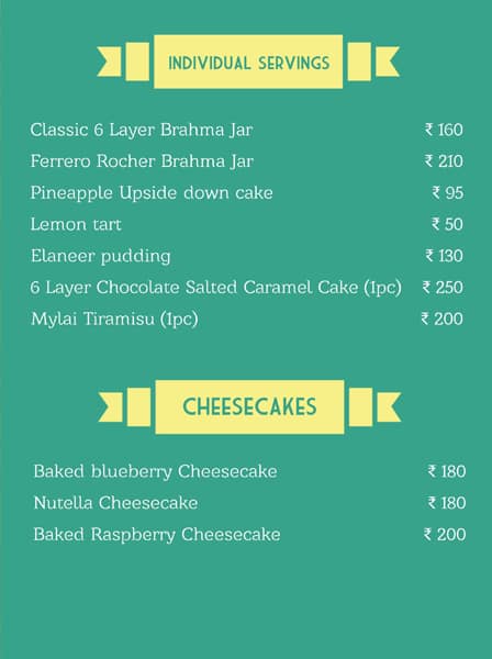 Fresh Baked Goodness menu