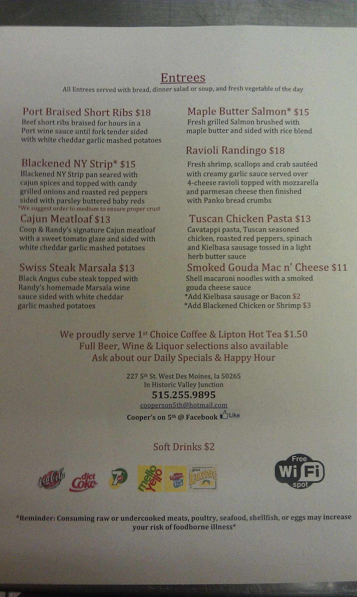 Coopers On 5th Menu Menu For Coopers On 5th West Des Moines Des