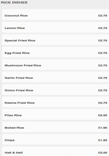 Red Chilli menu