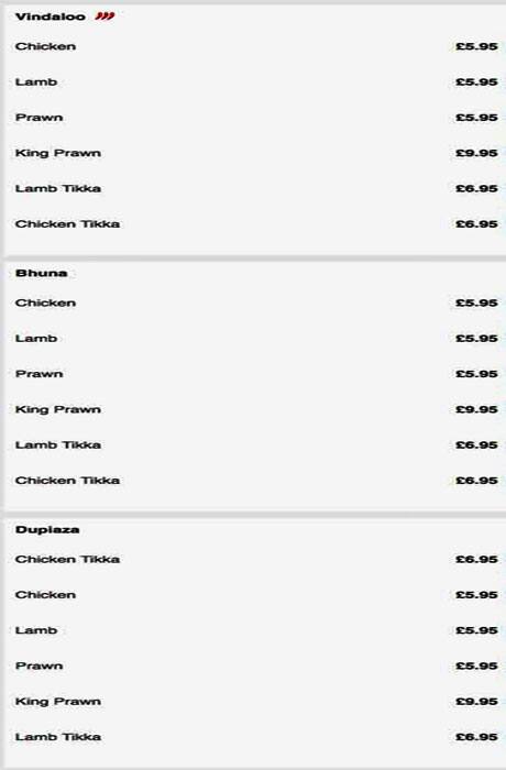Red Chilli menu
