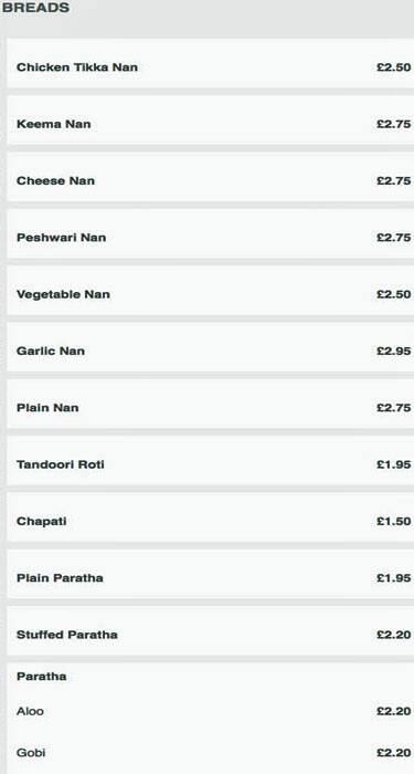 Red Chilli menu