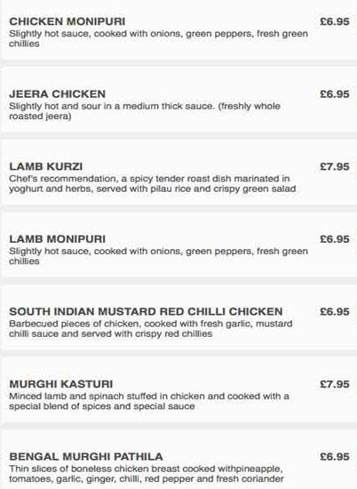 Red Chilli menu