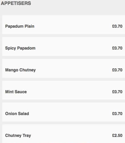 Red Chilli menu