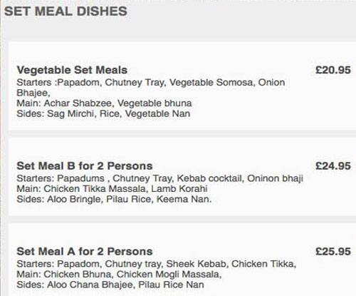 Red Chilli menu