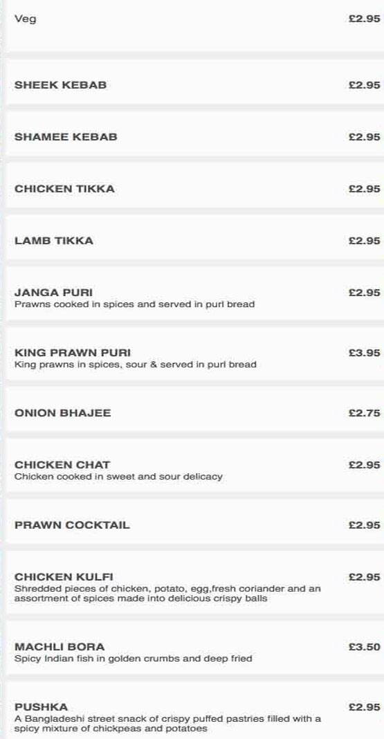 Red Chilli menu