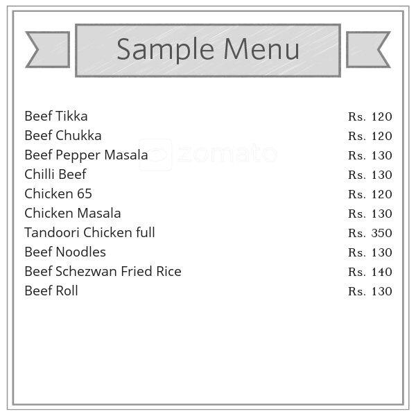 Beef Kebab Center Menu, Menu for Beef Kebab Center, Choolaimedu