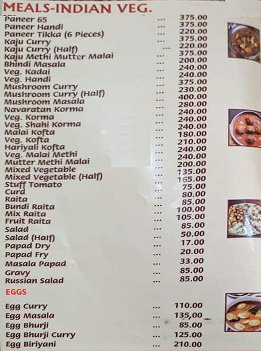 Menu of Indian Coffee House, Lashkar, Gwalior