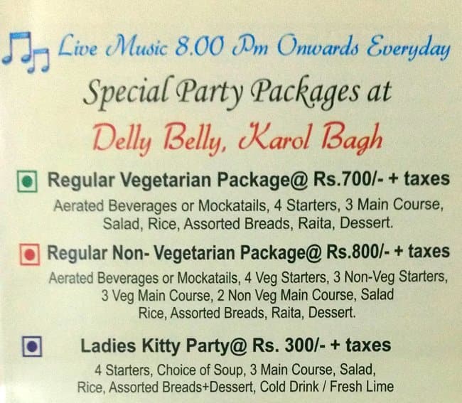 Menu at Delly Belly Lounge Bar, New Delhi, Shop No. 39