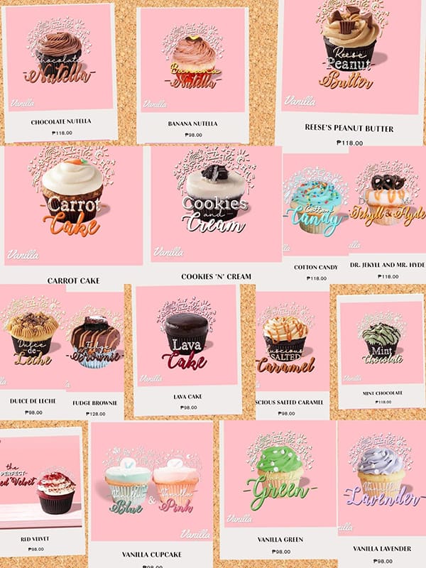 Menu at Vanilla Cupcake Bakery & Cafe, Quezon City, 2nd Floor