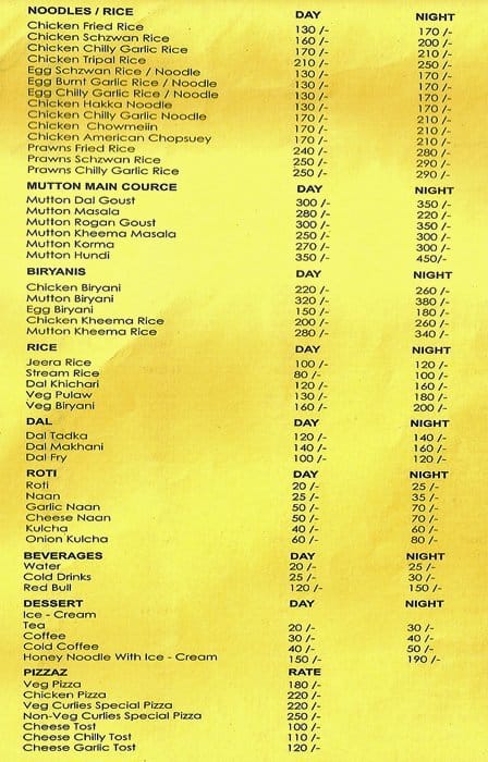 Curley's Resto Lounge menu