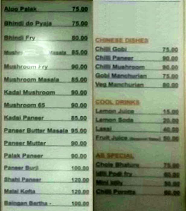 Ashok Bhavan menu