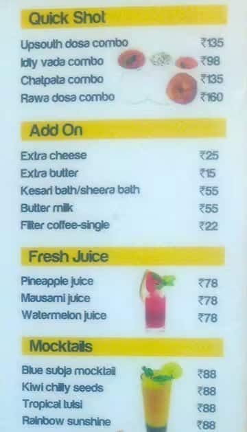 Upsouth Phoenix Mall Pune menu