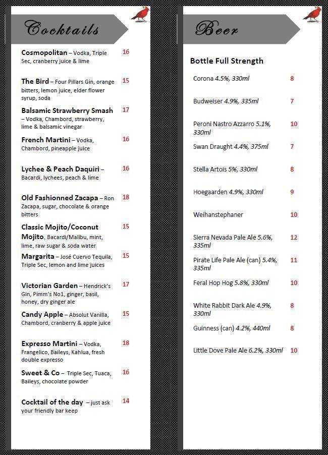 The Painted Bird Bar Kitchen Perth Cbd Perth