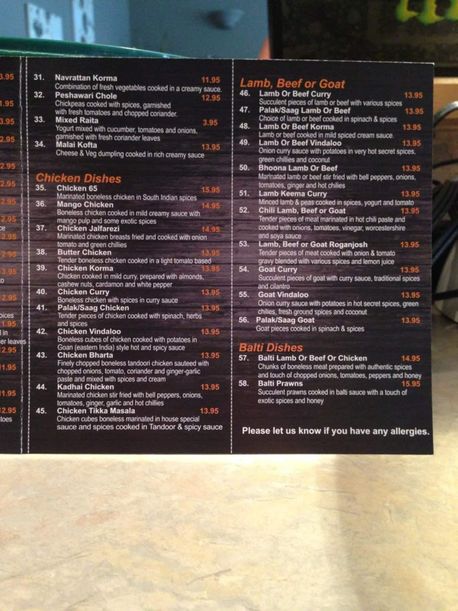 Menu at Green Chili restaurant, Calgary, 150 Crowfoot Crescent NW 101