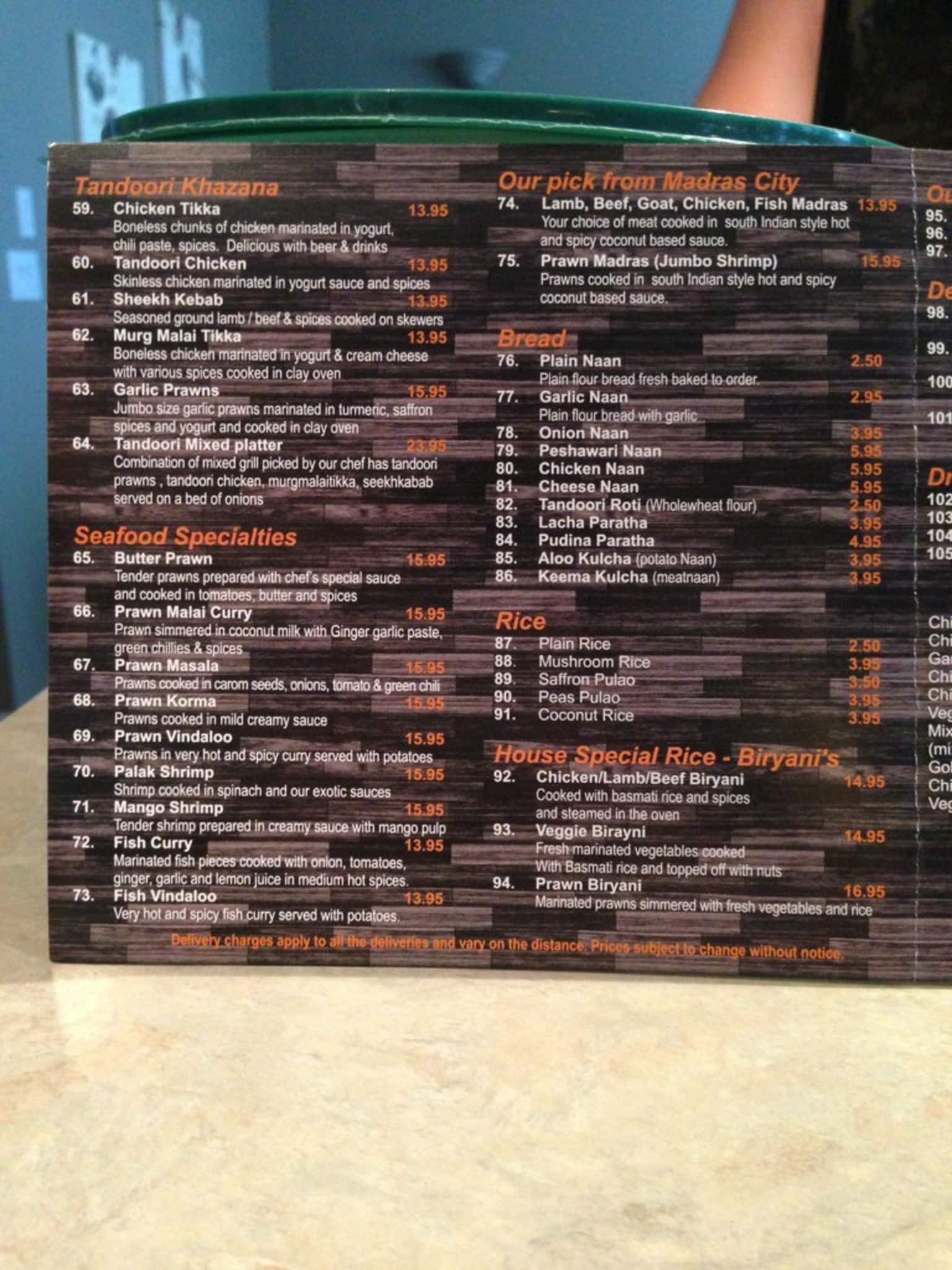 Menu at Green Chili restaurant, Calgary, 150 Crowfoot Crescent NW 101