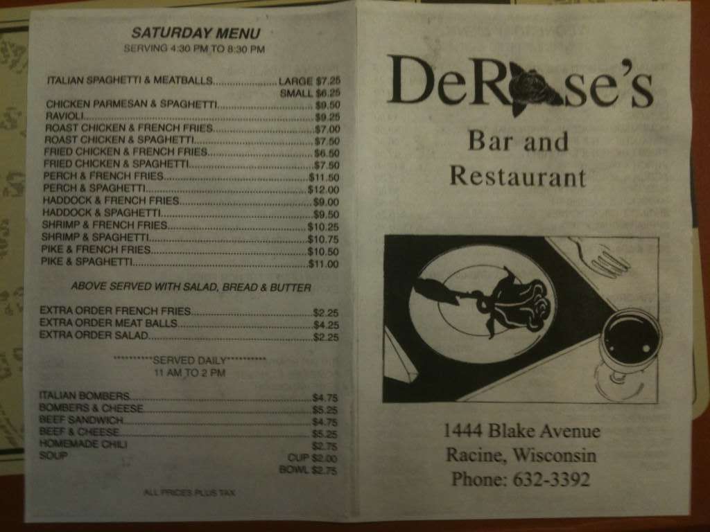 Carta de De Rose Bar